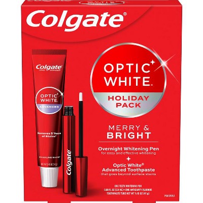 SAVE $3.00 On any ONE (1) Colgate® Optic White® Advanced Toothpaste and Overnight Teeth Whitening Pen Holiday Gift Set