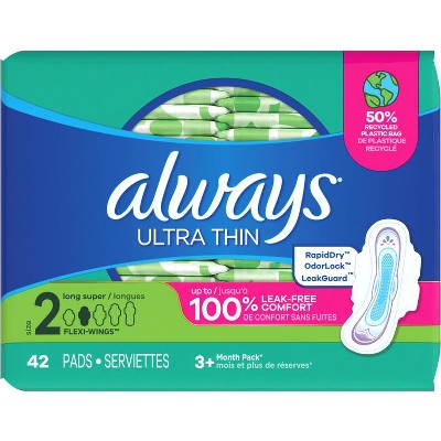 Save $1.50 ONE Always Ultra Thin OR Maxi Pads (36-52 ct) (excludes trial/travel size, Always Radiant, Infinity, and Pure Cotton Pads, Always Liners, Always ZZZ and Always Discreet).