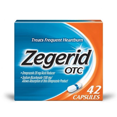20% off 42-ct. Zegerid OTC omeprazole 20mg & sodium bicarbonate acid reducer for frequent heartburn capsules