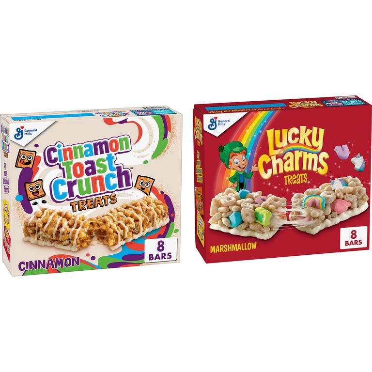 SAVE $1.00 ON TWO when you buy TWO BOXES any General Mills Cereal Treats or Chex Mix™ Bars listed: Lucky Charms™, Cinnamon Toast Crunch™, Golden Grahams™, Reese’s Puffs, Honey Nut Cheerios™, Cocoa Puffs™, Trix™, Chex Mix™ Bars