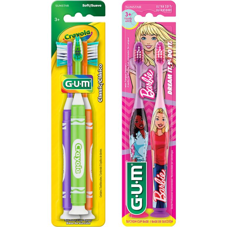 SAVE $1.00 on ONE (1) GUM® Crayola™ or GUM® Barbie™ toothbrush