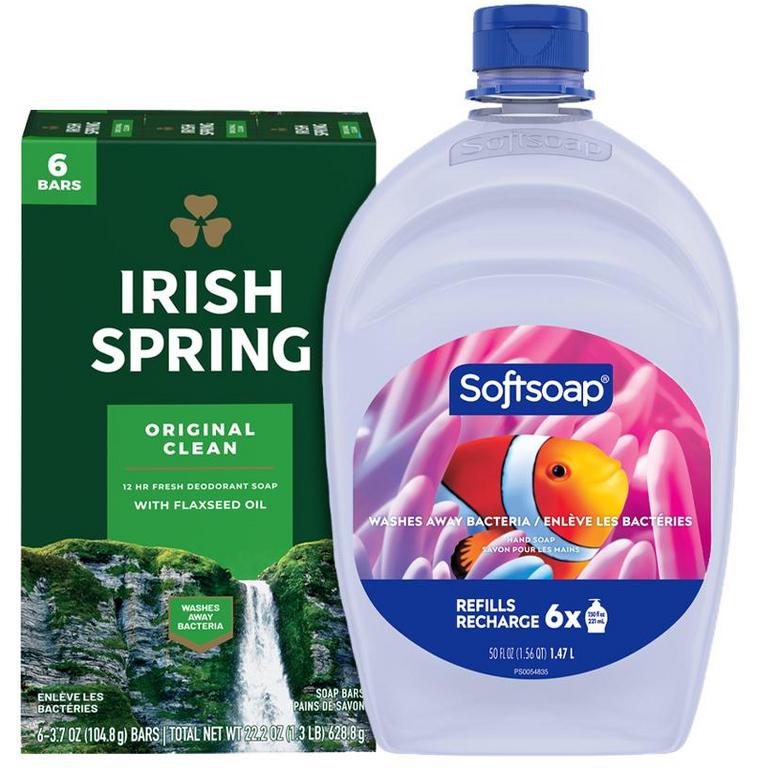 Save $4.00 On any TWO (2) Irish Spring® Bar Soap Multipacks (6ct ONLY) or Softsoap® Brand Liquid Hand Soap Refills (50oz ONLY)