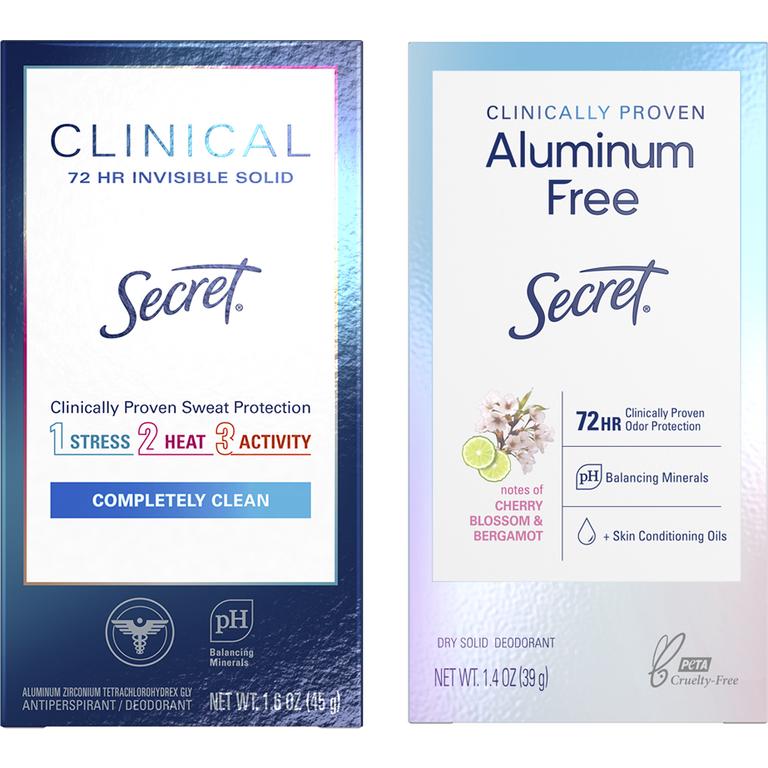 Save $4.00 TWO Secret Clinical Antiperspirant or Clinically Prove Aluminum Free Deodorant (excludes trial/travel size).