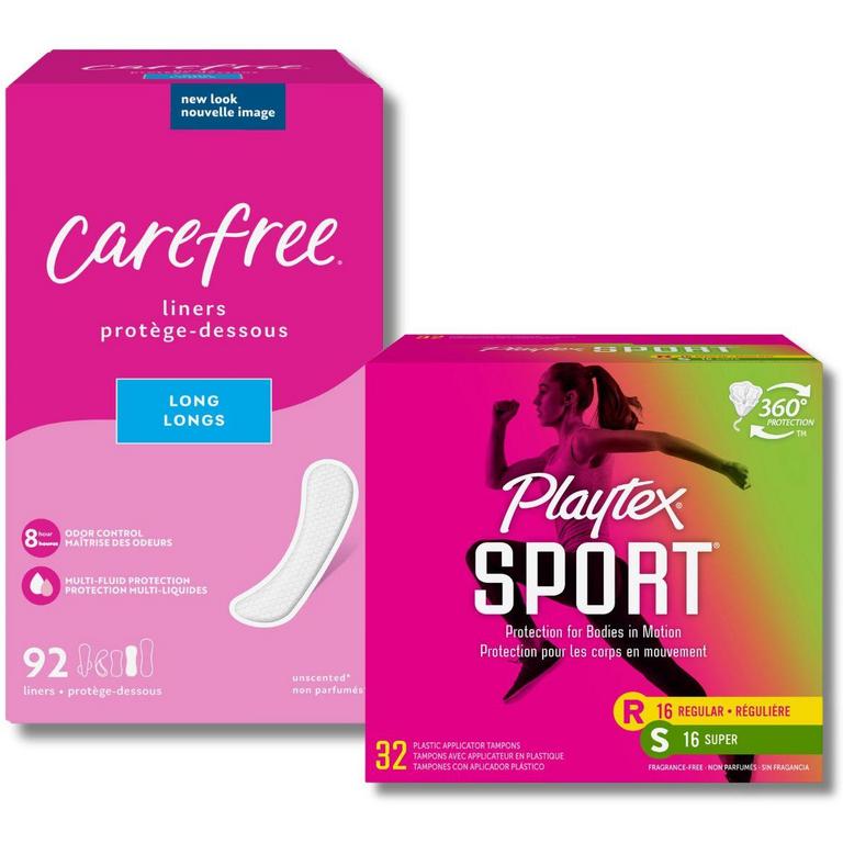 Save $4.00 off any TWO (2) Playtex® Sport or o.b.® Tampons or Carefree® Product 28 ct. or larger