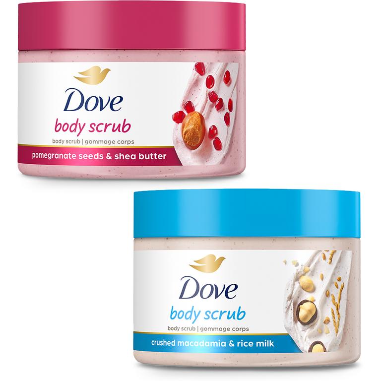 SAVE $3.00 on any ONE (1) Dove Body Scrub including Holiday Treats (10.5oz only, excludes trial and travel)