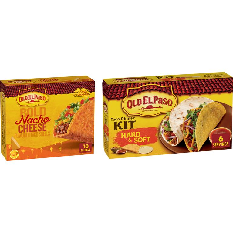 SAVE $1.00 ON TWO when you buy TWO Old El Paso™ products listed: Hard Shells • Kits • Sauce • Tortillas • Pockets • Bowls • Beans • Rice • Chiles • Soup