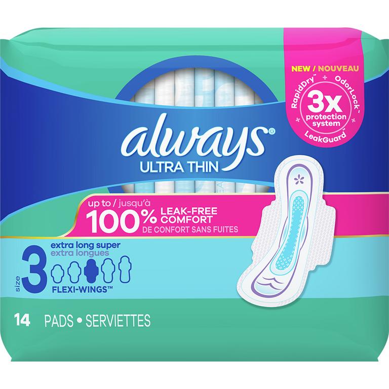 Save $3.00 TWO Always Maxi and Ultra Thin Pads (14-or higher), Always Radiant, Infinity or Pure Cotton Pad (18-or higher), Always Liners (30 ct or higher), Always ZZZ (7ct) (excludes Always Infinity 18 ct, travel/trial size, and Always Discreet).