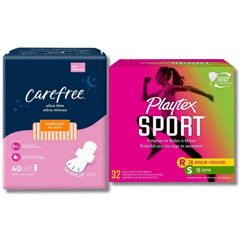 SAVE $4.00 off any TWO (2) Playtex® Sport or o.b.® Tampons or Carefree® Product 28 ct. or larger