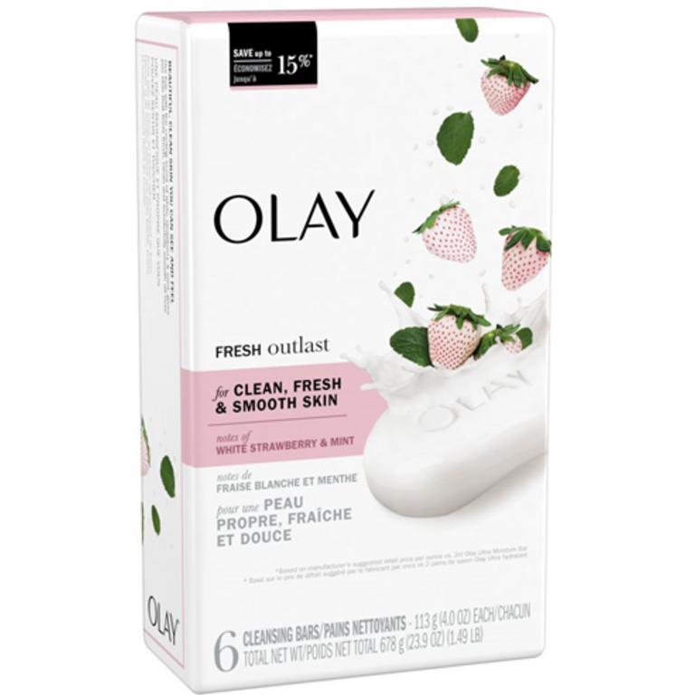 Save $5.00 THREE Olay Fresh White Strawberry & Mint Bar Soap