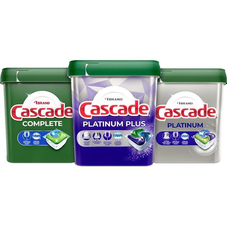 Save $3.00 ONE Cascade Platinum Plus, Platinum, or Complete 52ct+ Dishwashing Detergent (excludes travel/trial size).