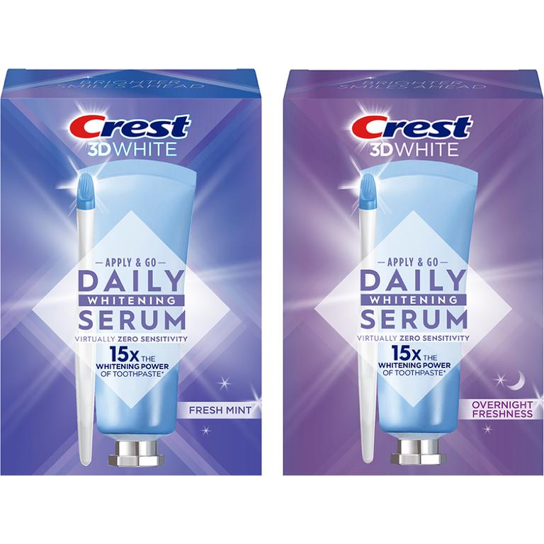 Save $10.00 ONE Crest Daily Whitening Serum (excludes Crest 3DWhitestrips and trial/travel size).