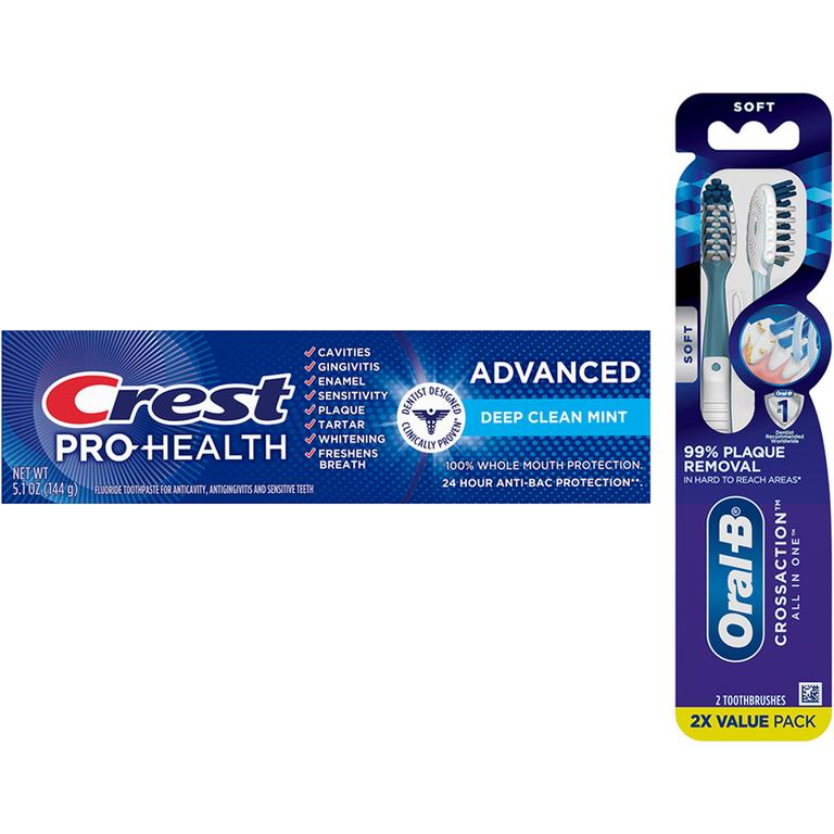 Save $6.00 FOUR Adult Crest Paste 2.4oz or more, Crest Kids Advanced OR Burt's Bees Adult Paste 4.0oz or more, Crest, Scope OR Oral-B Mouthwash 473mL or larger, Scope Squeez, Oral-B Adult Manual Brush, Expandable/Oral-B Glide Floss OR Interdental Picks/Brush, Fixodent Adhesive 1.4oz or larger (excludes Crest Cavity, Baking Soda, Tartar, other Kids Variants. Oral-B Essential toothbrushes, Daily Clean, Complete 1ct brushes, Essential OR Satin Floss & Oral-B Fresh Mint Picks, and trial/travel size).