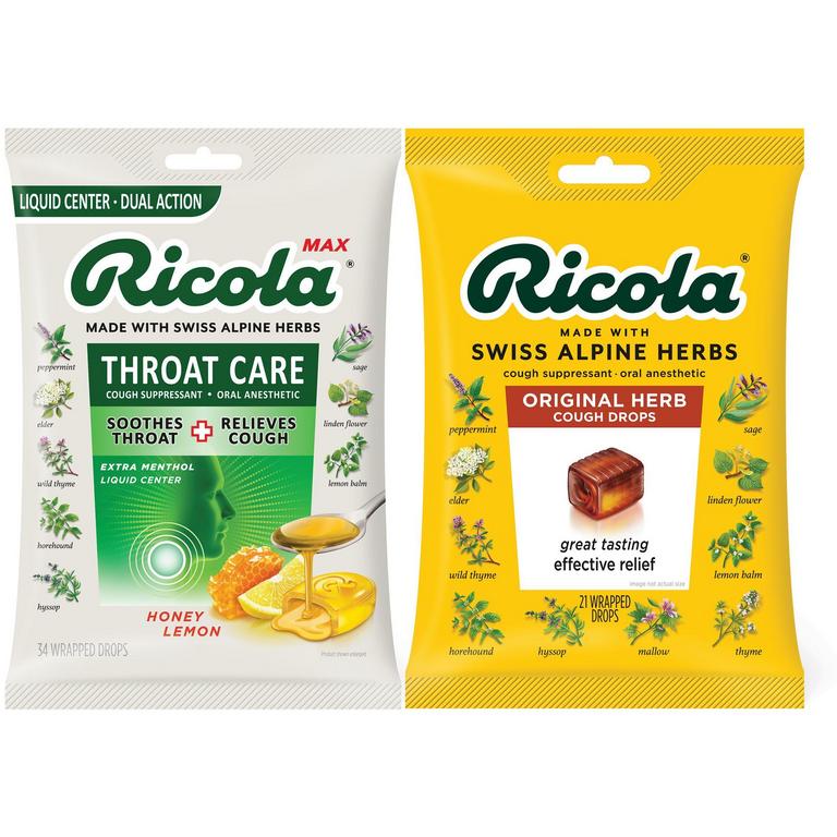 SAVE $1.00 on any TWO (2) bags of Ricola throat drops 18ct-90ct