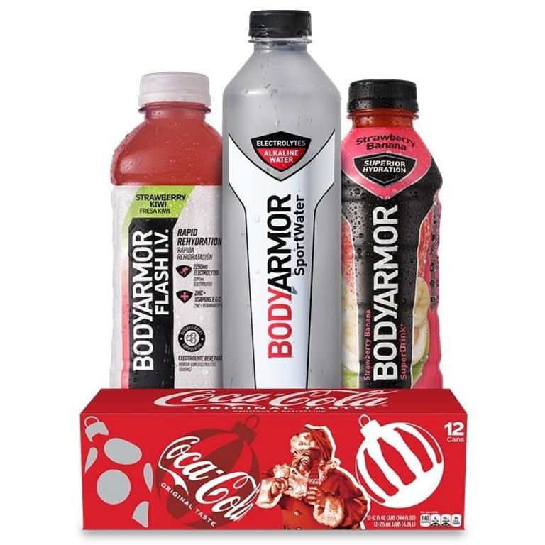 Buy 1, Get 1 Buy ONE (1) The COCA-COLA Company® 12 oz 12 Pack and and Get ONE (1) BODYARMOR® 16 oz, Flash IV 20 oz, or SportWater 1L FREE, excluding Dasani and Powerade (max value $2.79)