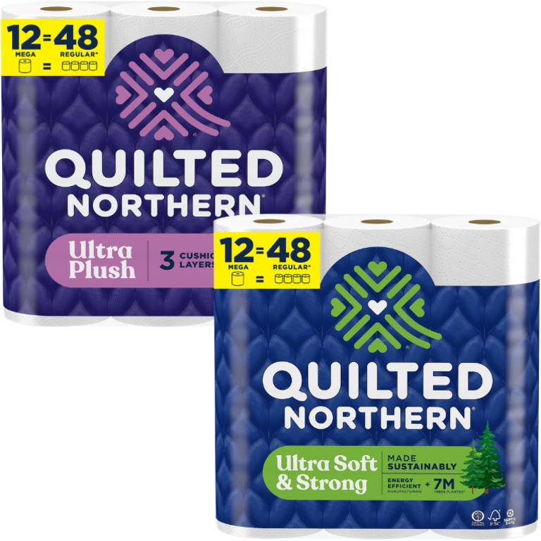 Save $2.00 off any ONE (1) package of Quilted Northern® Bath Tissue, 8 Super Mega or 12 Mega roll or larger