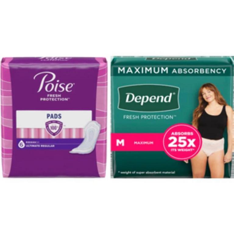 SAVE $2.00 on any ONE (1) pack of Poise® Pads (12 Ct+) or Liners (44 - 132Ct) Product OR any Depend® Products (8 ct or larger). Not valid on One™ by Poise®, Poise® Impressa® products or 14-26 ct liners/10 ct pads