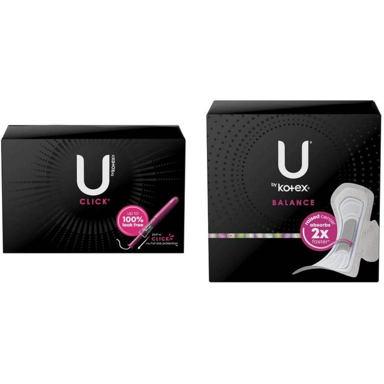 $2 off 2 on any TWO (2) packs of U by Kotex® Product (pads/liners/tampons) (not valid on Liv by Kotex® products, liners 14-22ct or trial/travel packs)