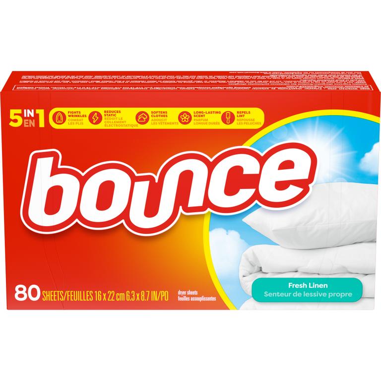 Save $1.00 ONE Bounce Sheets 80-120 ct (Includes WrinkleGuard Mega Sheets 40-60 ct OR Paradise Blossom Mega Sheets 40-60 ct OR Pet Hair & Lint Guard Mega Sheets 40-60 ct OR Fresh Breeze Mega Sheets 40-60ct OR Lasting Fresh Mega Sheets 40-60 ct) (excludes trial/travel size).