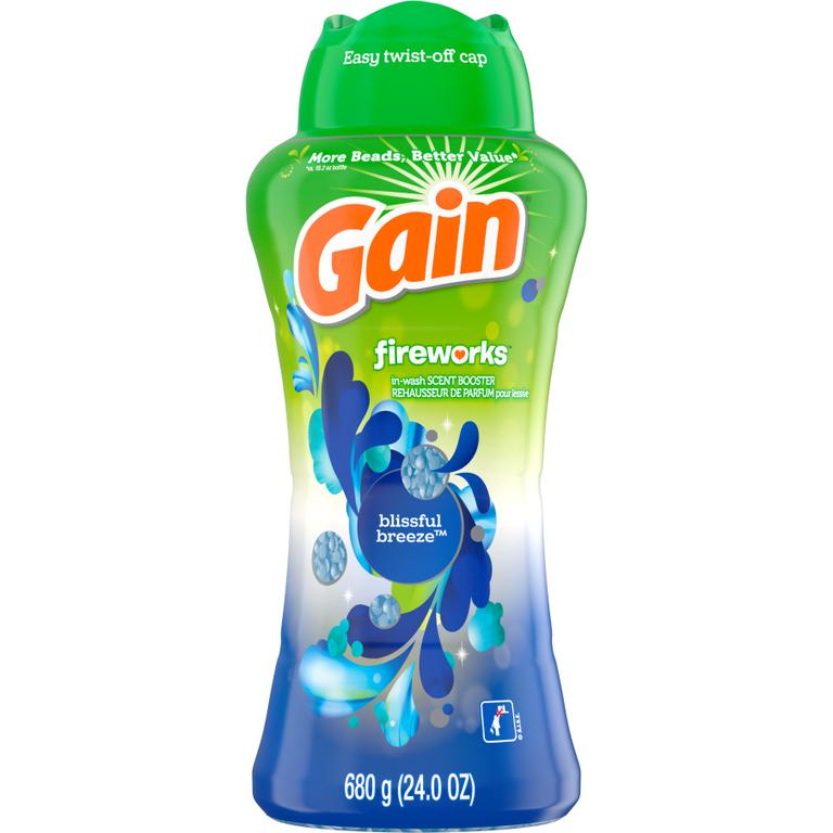 $4 off 1 ONE Gain Fireworks In-Wash Scent Boosters 24 oz (excludes Gain Rinse, Gain Flings, Gain Liquid/Powder Laundry Detergent, Gain Essential Oils, Gain Ultra Flings and trial/travel size).