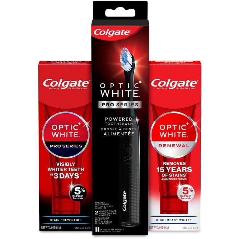 $4 off 1 On any Colgate® Optic White® Pro Series® or Renewal Toothpaste (including multipacks) or Optic White® Pro Series® Battery Powered Toothbrush